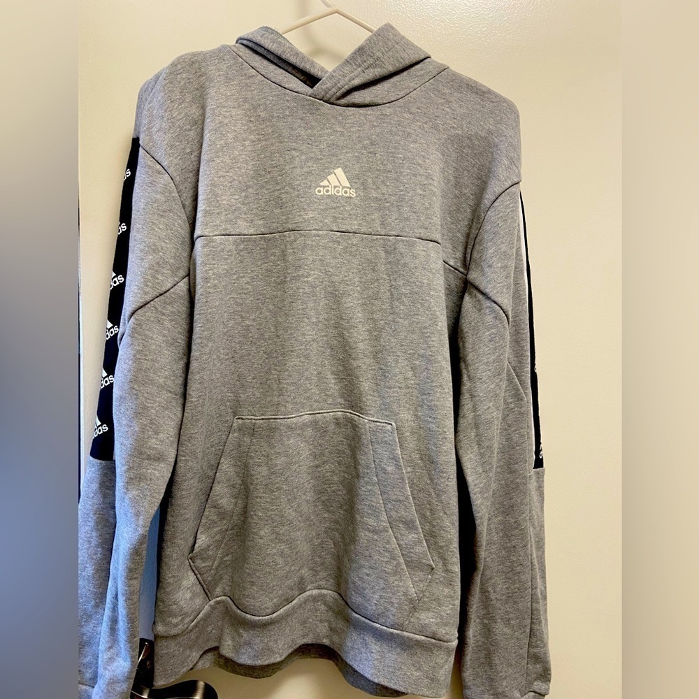 Adidas brandlove terry pullover grey hoodie size medium